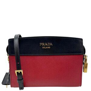 Prada Esplanade Saffiano City Calfskin Leather Crossbody Bag Red